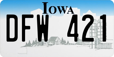IA license plate DFW421