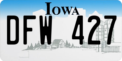 IA license plate DFW427
