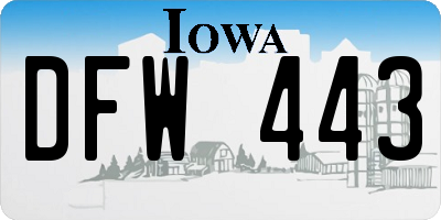 IA license plate DFW443