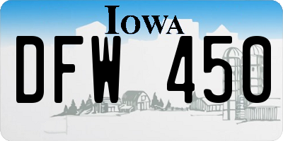 IA license plate DFW450