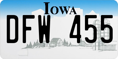 IA license plate DFW455