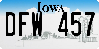 IA license plate DFW457