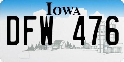 IA license plate DFW476