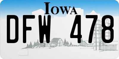 IA license plate DFW478