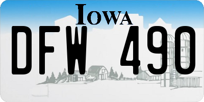 IA license plate DFW490
