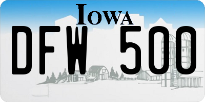 IA license plate DFW500