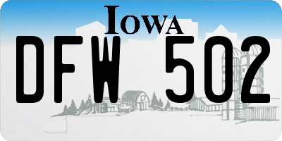 IA license plate DFW502