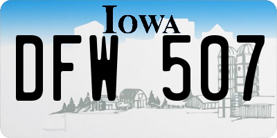 IA license plate DFW507