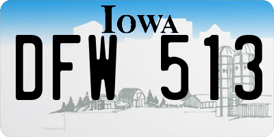 IA license plate DFW513