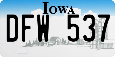 IA license plate DFW537
