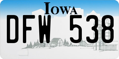 IA license plate DFW538