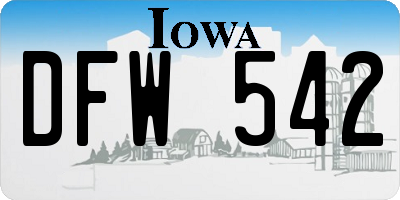 IA license plate DFW542