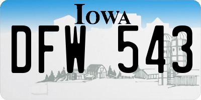 IA license plate DFW543