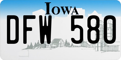 IA license plate DFW580
