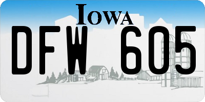 IA license plate DFW605