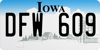IA license plate DFW609
