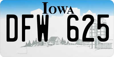 IA license plate DFW625