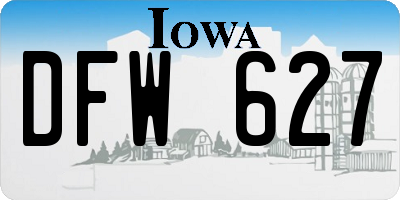 IA license plate DFW627