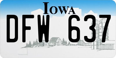 IA license plate DFW637