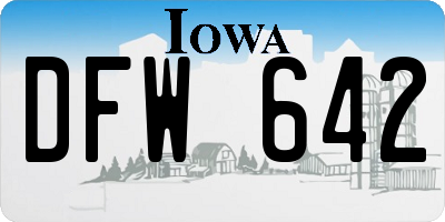 IA license plate DFW642