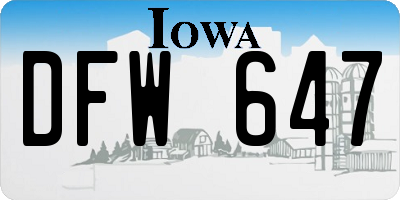 IA license plate DFW647