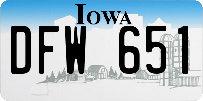IA license plate DFW651