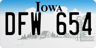 IA license plate DFW654