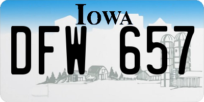 IA license plate DFW657