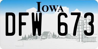 IA license plate DFW673