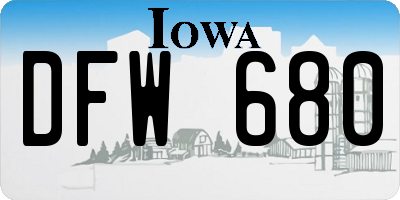 IA license plate DFW680