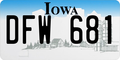 IA license plate DFW681