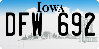 IA license plate DFW692