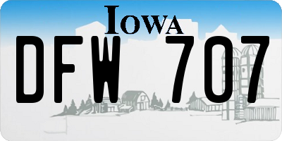 IA license plate DFW707
