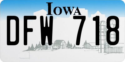 IA license plate DFW718