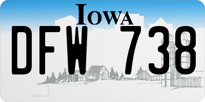 IA license plate DFW738