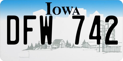 IA license plate DFW742