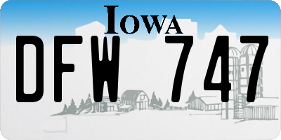 IA license plate DFW747