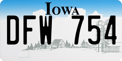 IA license plate DFW754