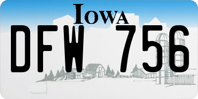 IA license plate DFW756