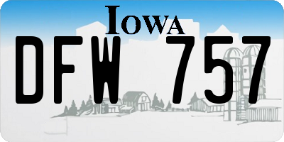 IA license plate DFW757