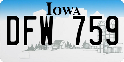 IA license plate DFW759