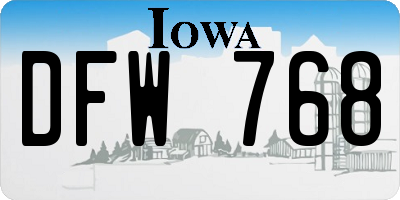 IA license plate DFW768