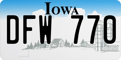 IA license plate DFW770