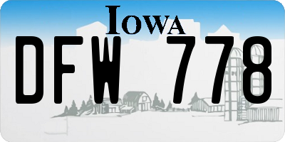 IA license plate DFW778
