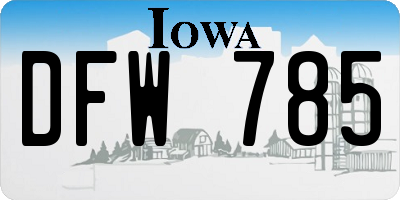 IA license plate DFW785