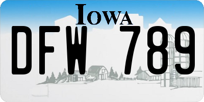 IA license plate DFW789