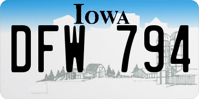 IA license plate DFW794
