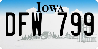IA license plate DFW799