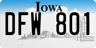 IA license plate DFW801