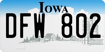 IA license plate DFW802